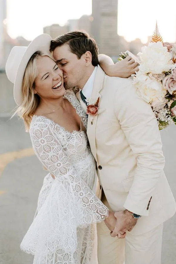 Mermaid Wedding Dresses Long Sleeves Lace Long Bridal Gowns TN321