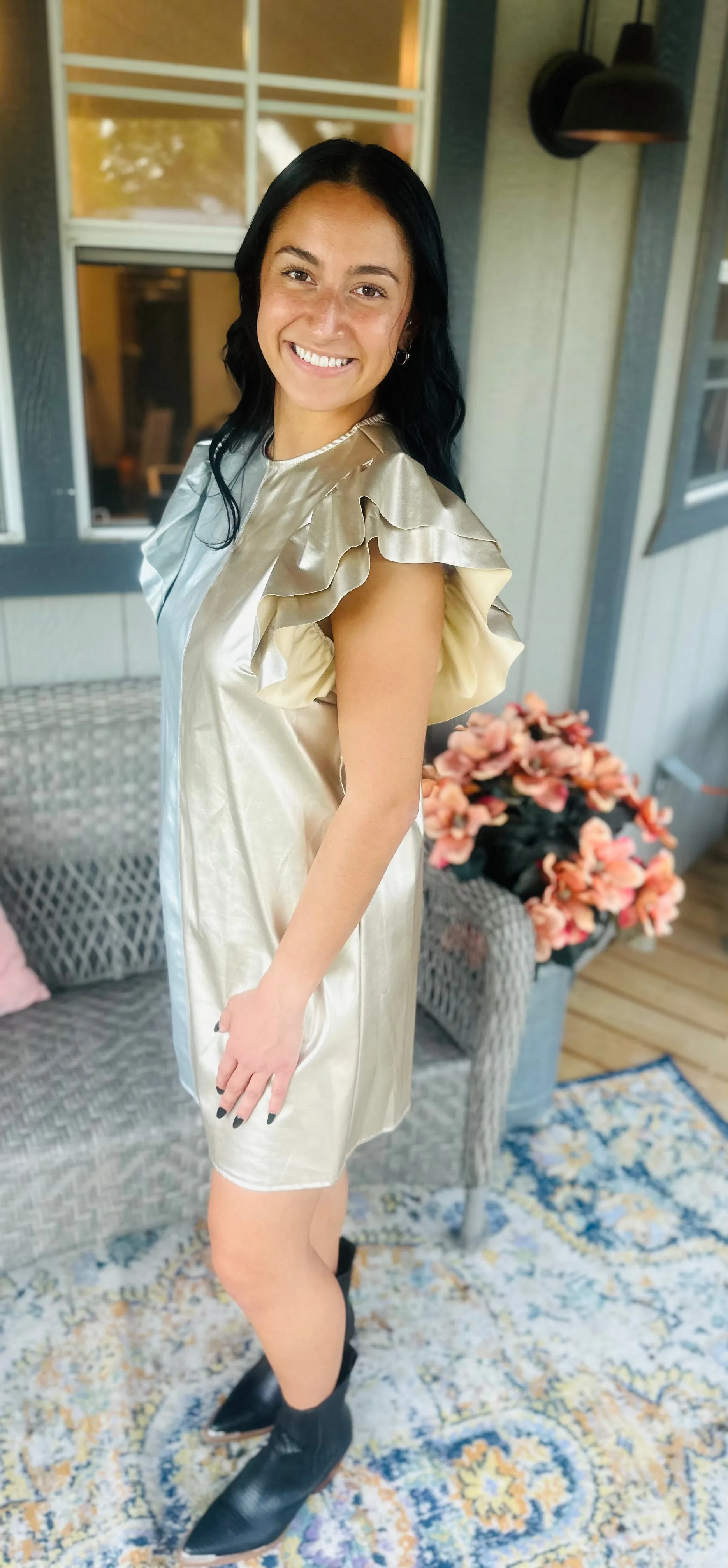 Metallic Faux Leather Dress