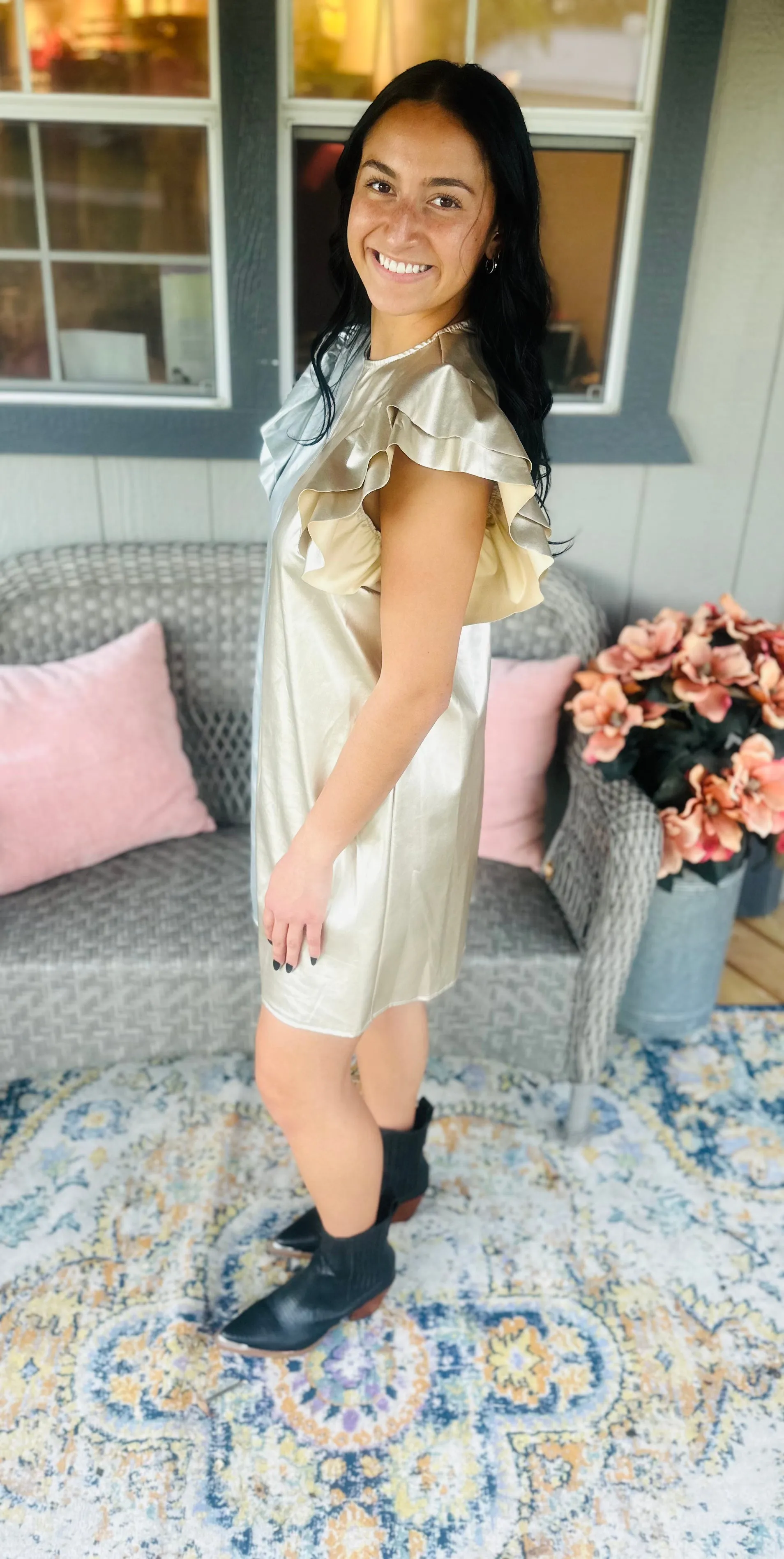 Metallic Faux Leather Dress