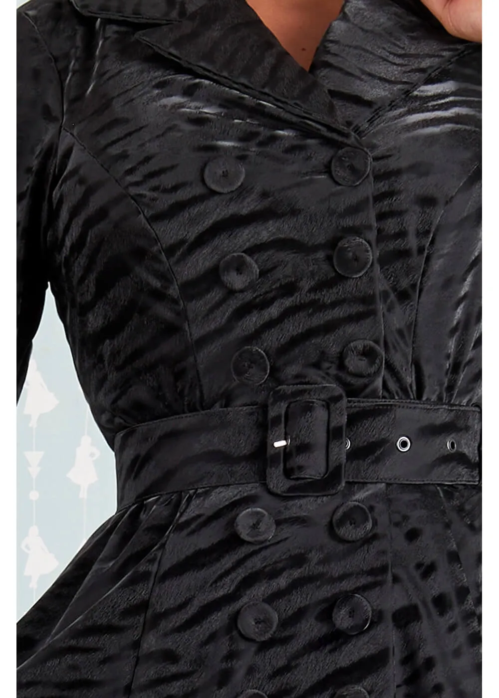 Miss Candyfloss Magena Lou Tiger 50's Swing Coat Dress Black