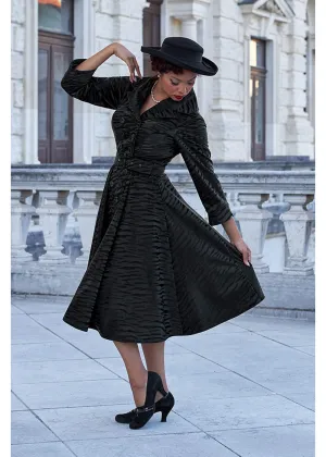 Miss Candyfloss Magena Lou Tiger 50's Swing Coat Dress Black