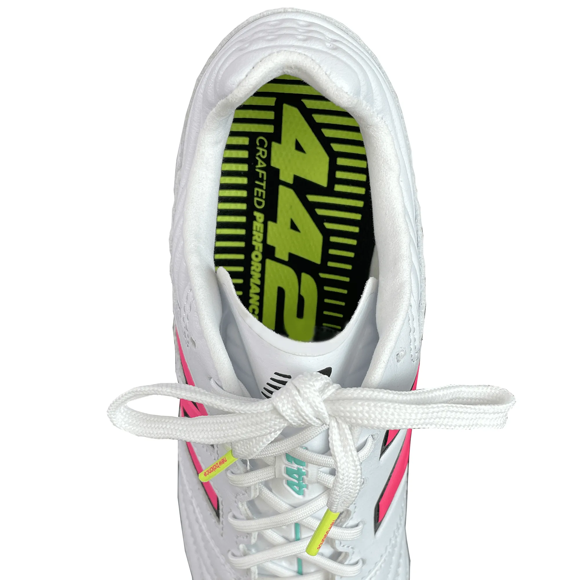 New Balance 442 v2 Pro Synthetic FG - White/Hi Lite/Neon Pink