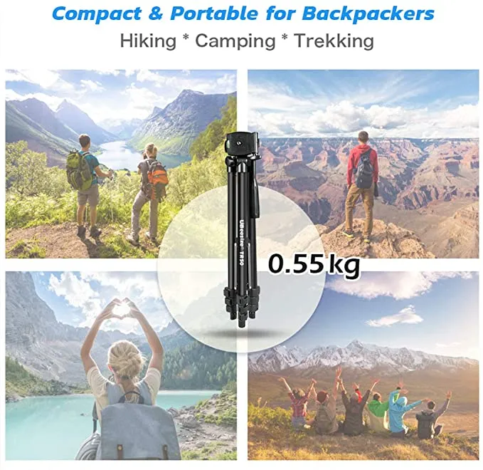 New UBeesize Phone Tripod, 50" Adjustable Travel Video Tripod Stand with Cell Phone Mount Holder & Smartphone Bluetooth Remote, Compatible with iPhone/Android