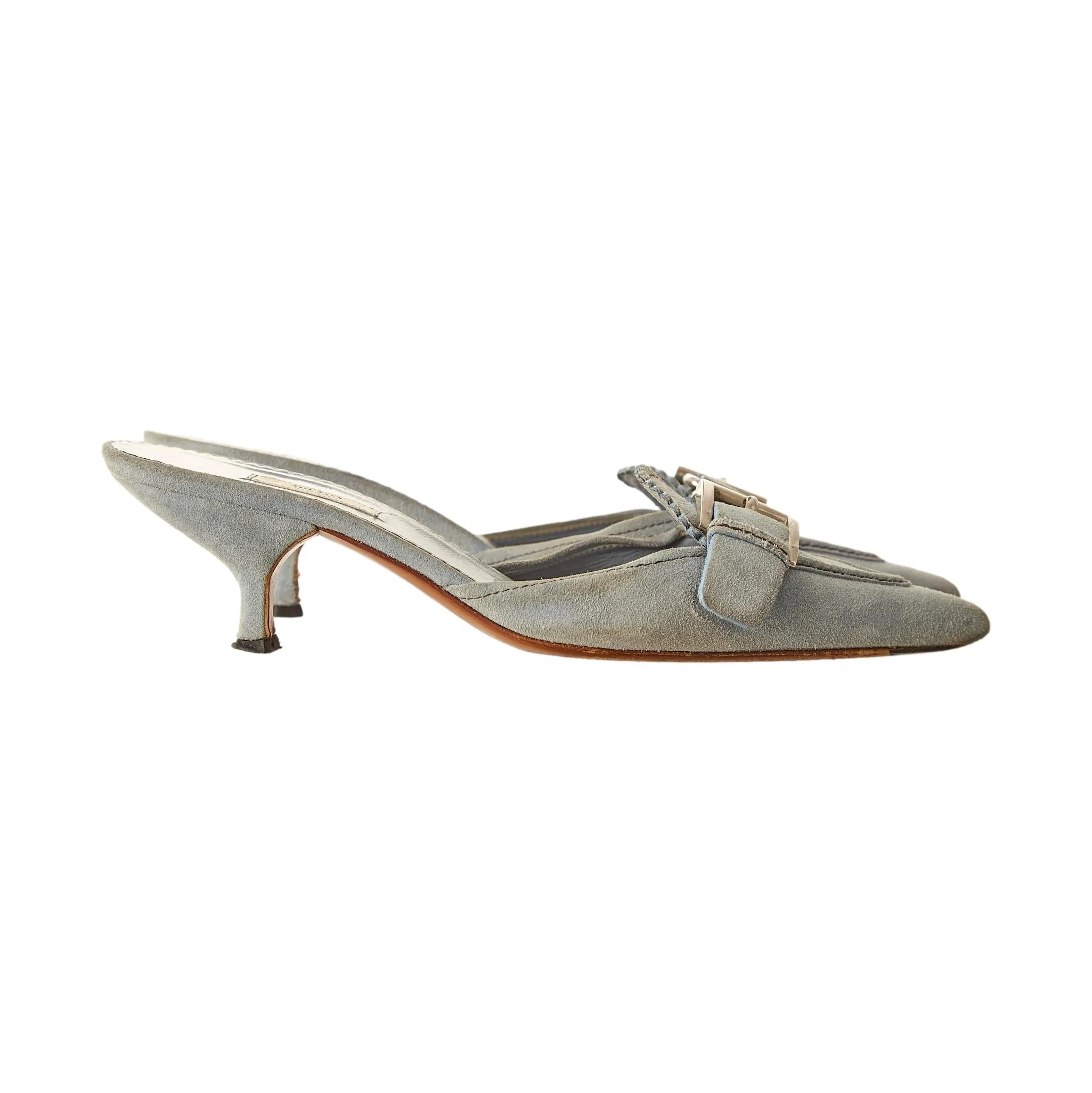 Prada Baby Blue Suede Heels