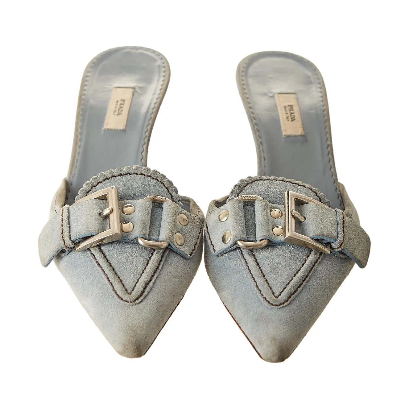 Prada Baby Blue Suede Heels