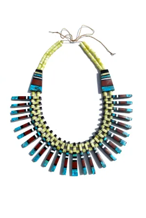 Reversible Turquoise and Inlay Tab Necklace