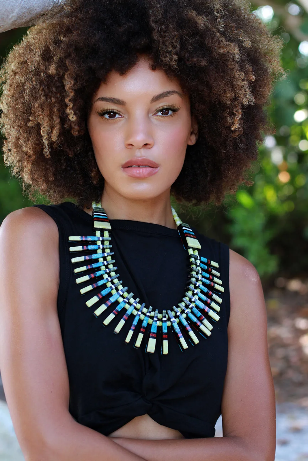 Reversible Turquoise and Inlay Tab Necklace