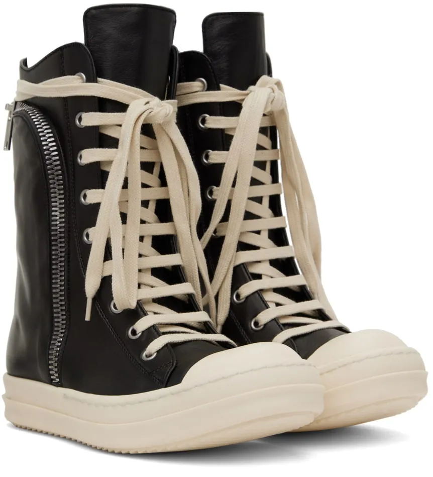 RICK OWENS Black High Pocket Sneakers