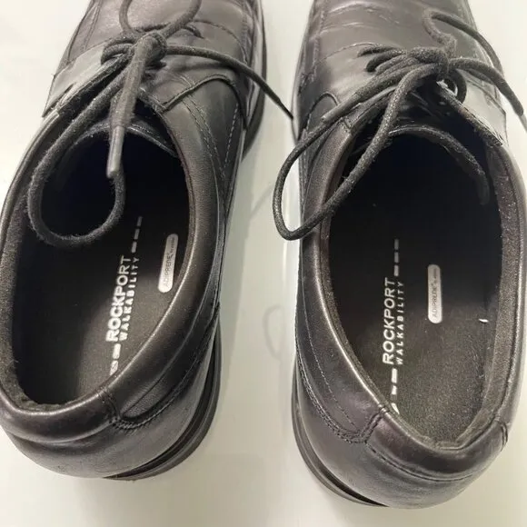 Rockport Mens Walkability Adiprene By Adidas Black Leather Lace Up Dress Shoe 10