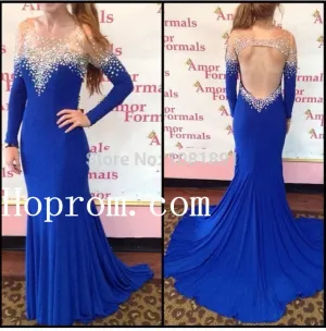 Royal Blue Prom Dresses,Backless Prom Dress,Evening Dress