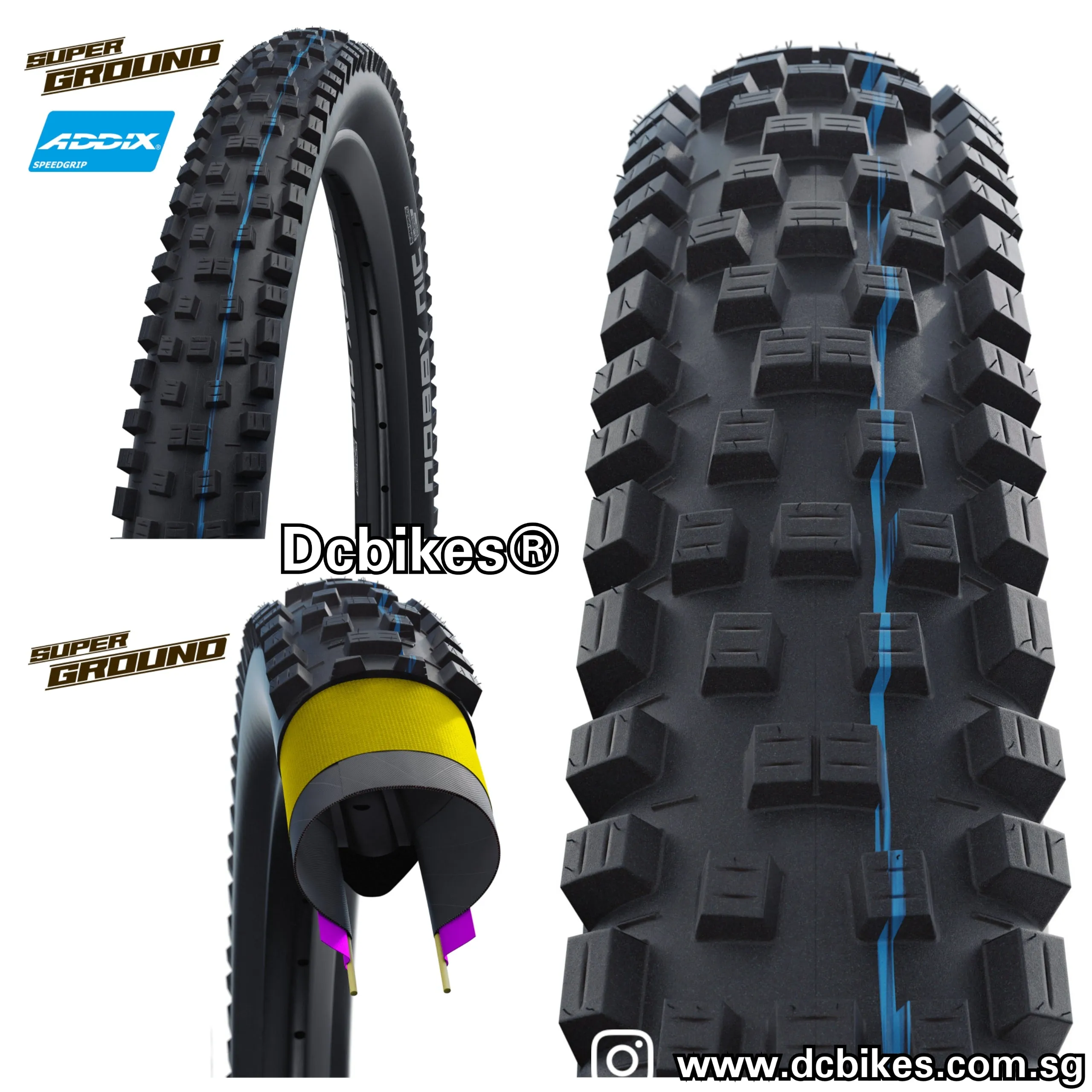 Schwalbe 26 X 2.25/2.35 Nobby Nic Super Ground Addix SpeedGrip Tubeless Ready MTB Folding Tyres (1 Tire)