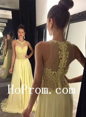 See Through Back Prom Dresses,Yellow Prom Dress,Evening Dress