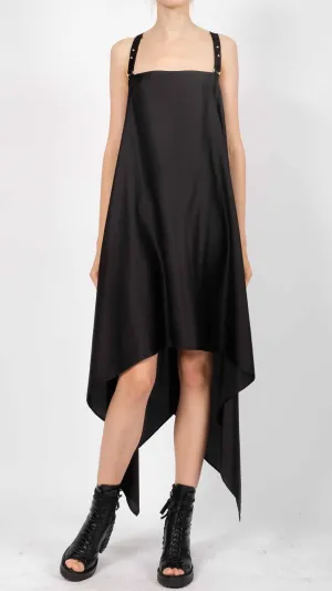 Silk Dress with Leather Straps Midi