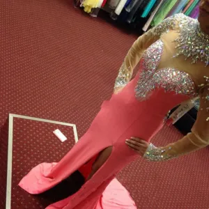 Slit Pink Prom Dresses,Floor Length Prom Dress,Evening Dress