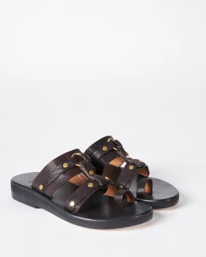 tocci toe ring sandal - espresso brown leather