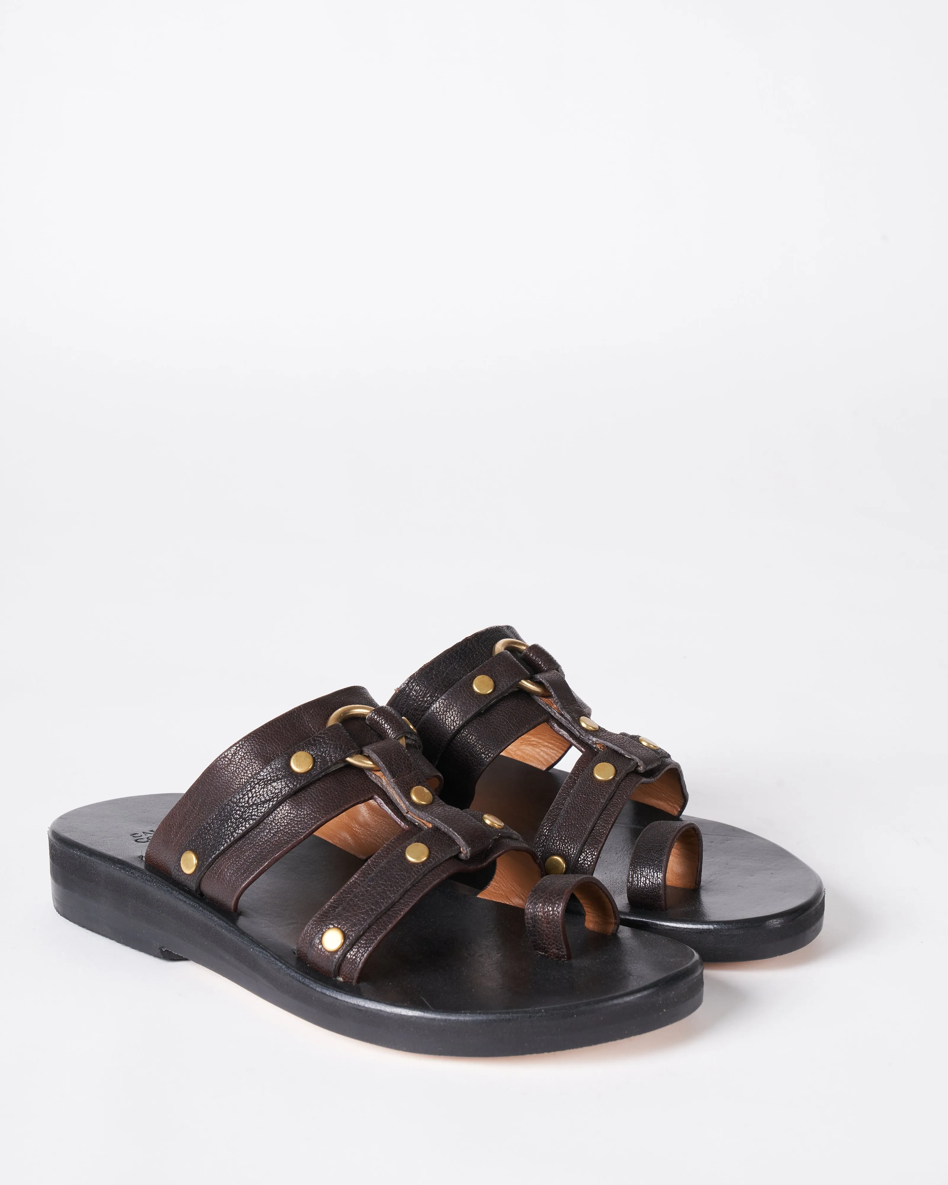 tocci toe ring sandal - espresso brown leather