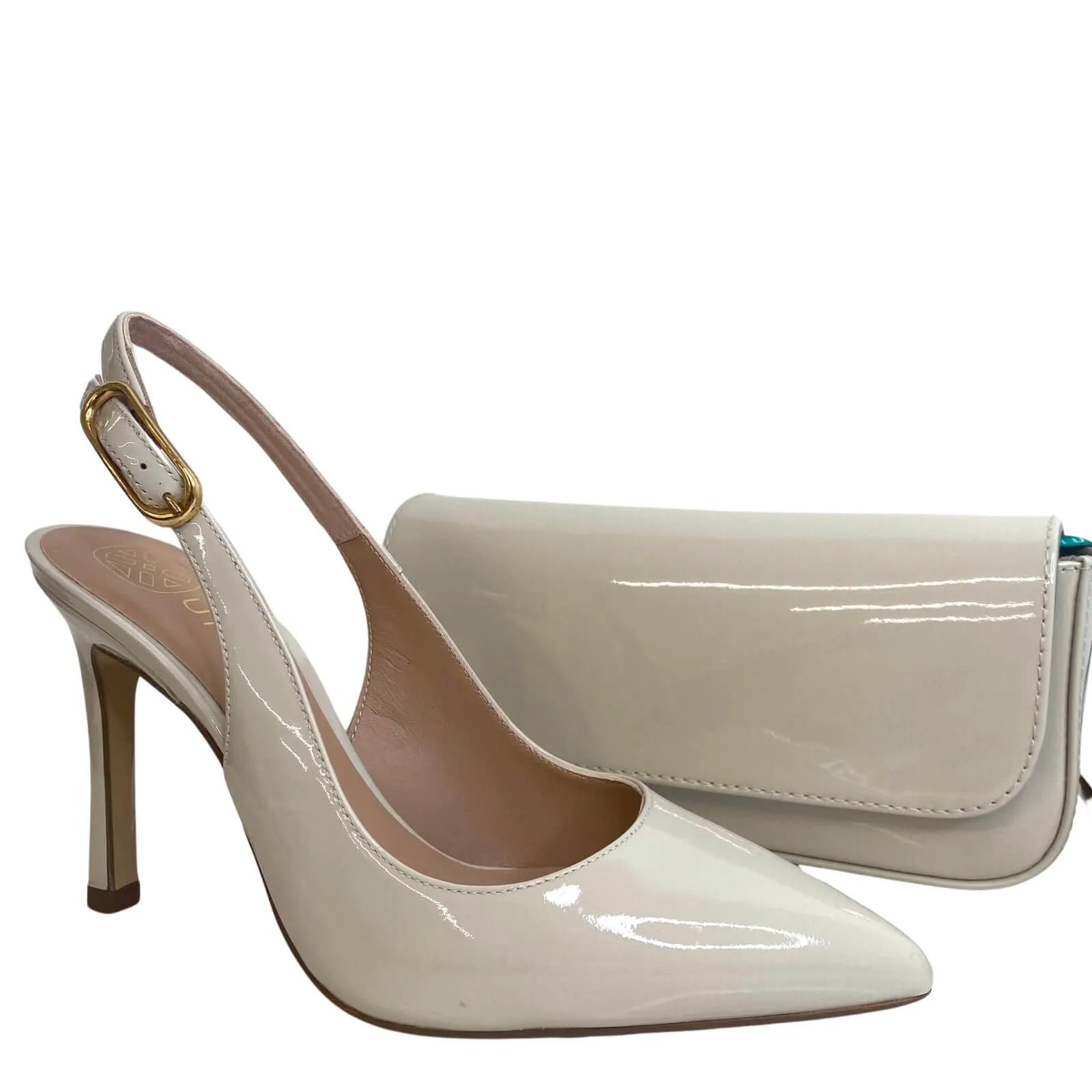 Unisa Zdreamin Ivory Patent Leather Clutch Bag