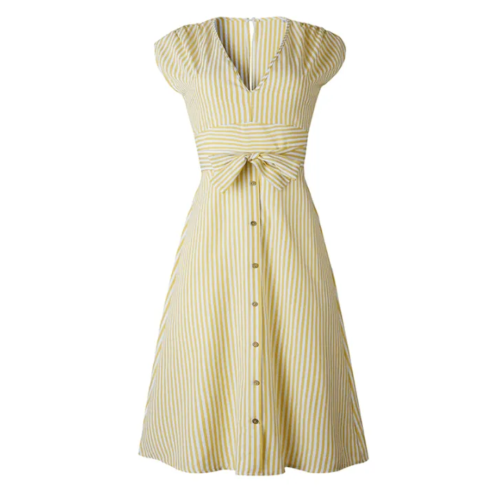 V Neck Midi Dress - Front Wrap