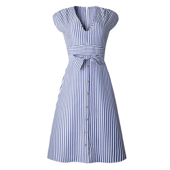 V Neck Midi Dress - Front Wrap