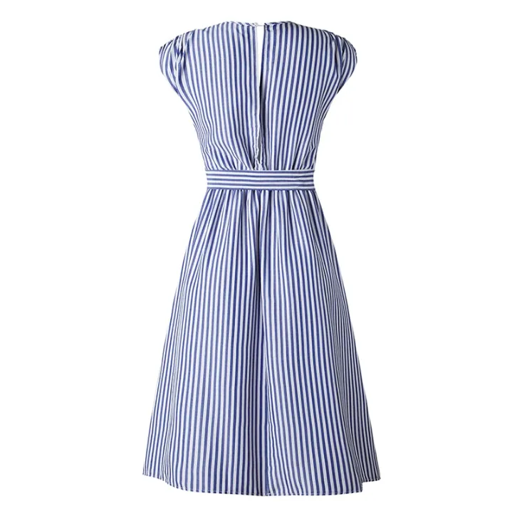 V Neck Midi Dress - Front Wrap