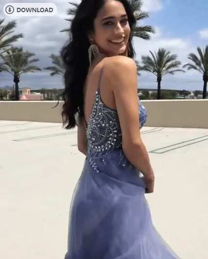 V-Neck Prom Dress Spaghetti Straps Tulle evening dress prom dresses TP0961