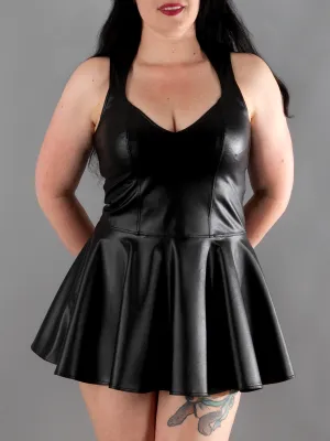 Vegan Leather Flare Dress