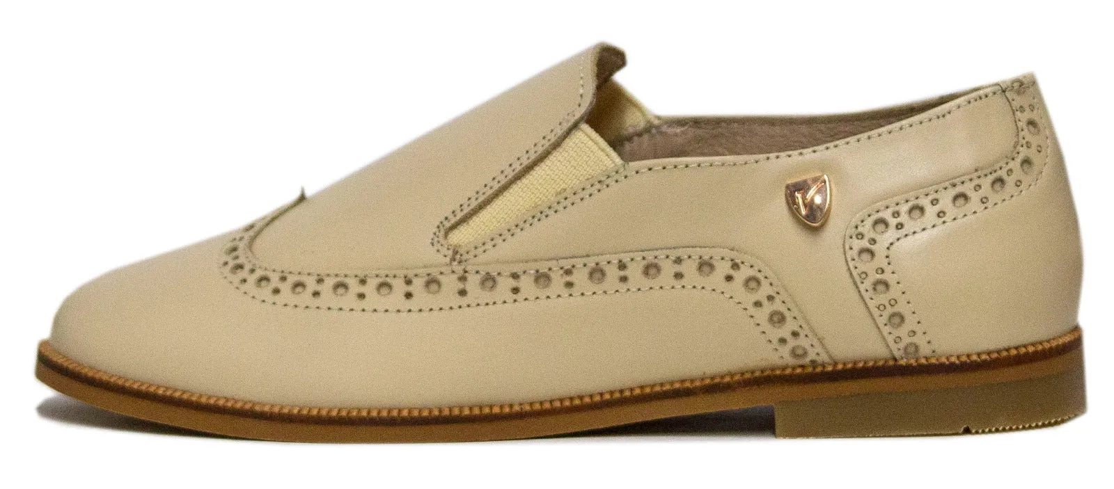 Venenttini Boy's Belva Beige Dress Leather Shoes