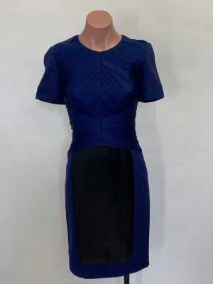 Versace Navy Dress with Black Leather