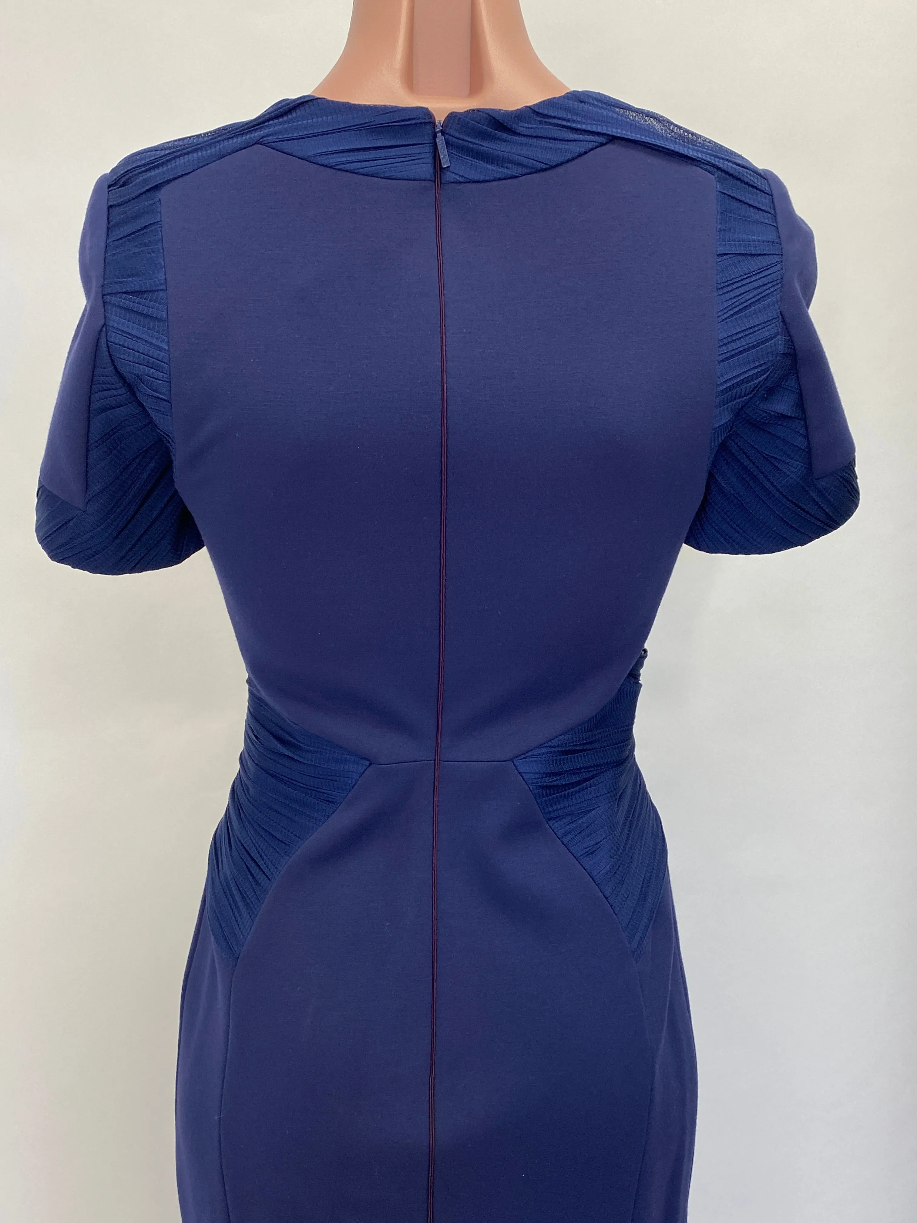 Versace Navy Dress with Black Leather