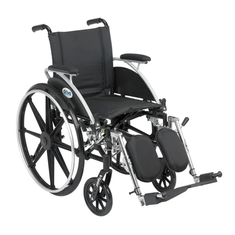 Viper Wheelchair with Flip Back Removable Arms, Desk Arms, Elevating Leg Rests, 14" Seat - 1 Each