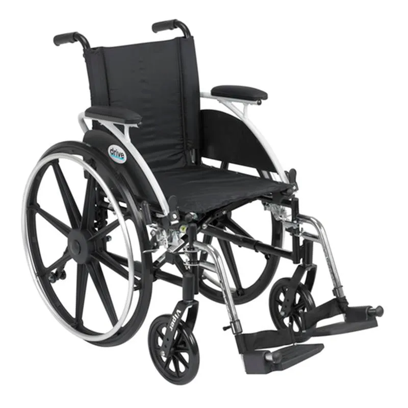 Viper Wheelchair with Flip Back Removable Arms, Desk Arms, Swing away Footrests, 12" Seat - 1 Each
