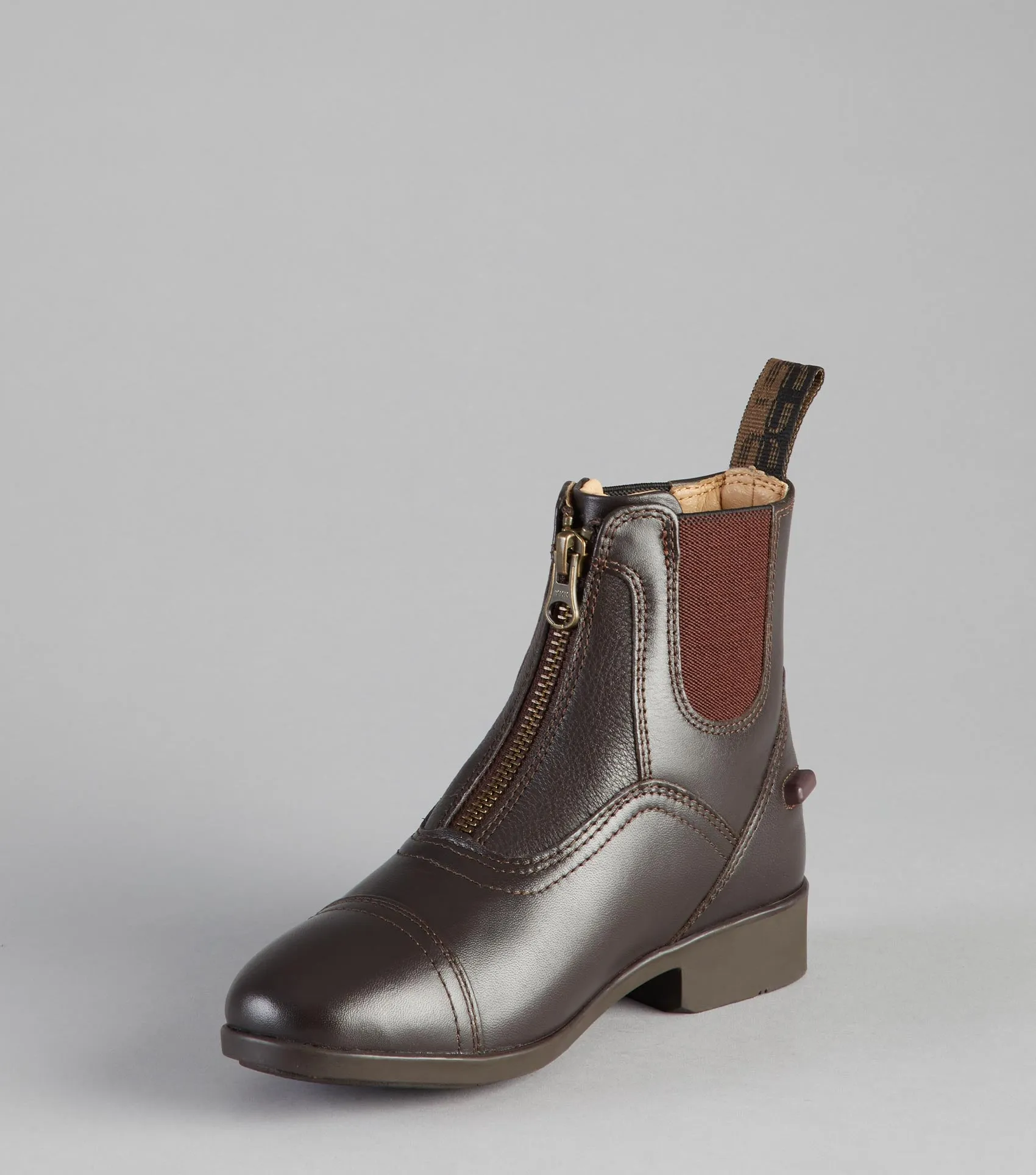 Virtus Junior Leather Paddock Boots Brown