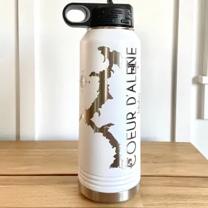 White and Silver Coeur D’Alene 32oz Double Wall Insulated Idaho Waterbottle