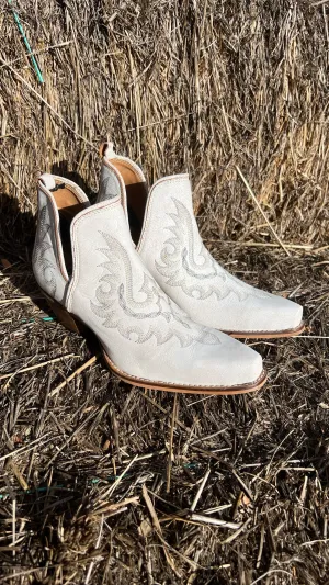 White Leather Bootie