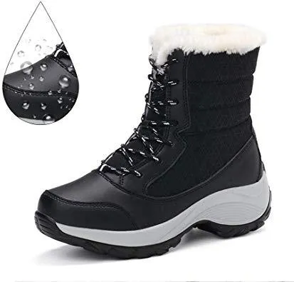 Women Winter Waterproof Warm Boots Fur Lined Snow Boots