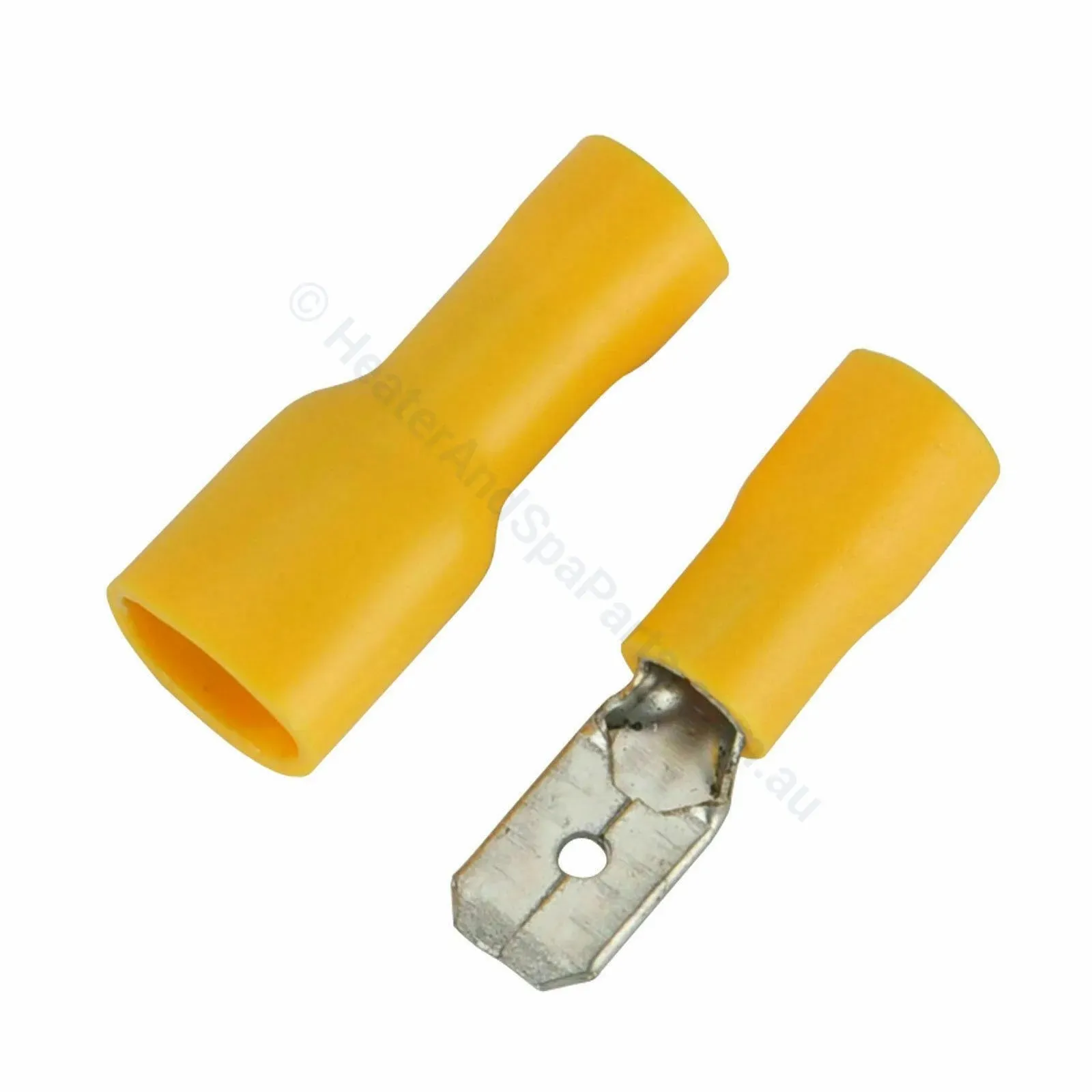 Yellow Spade Terminal Connector - 6.3mm 1/4" - Insulated Crimp Style