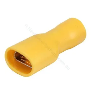 Yellow Spade Terminal Connector - 6.3mm 1/4" - Insulated Crimp Style