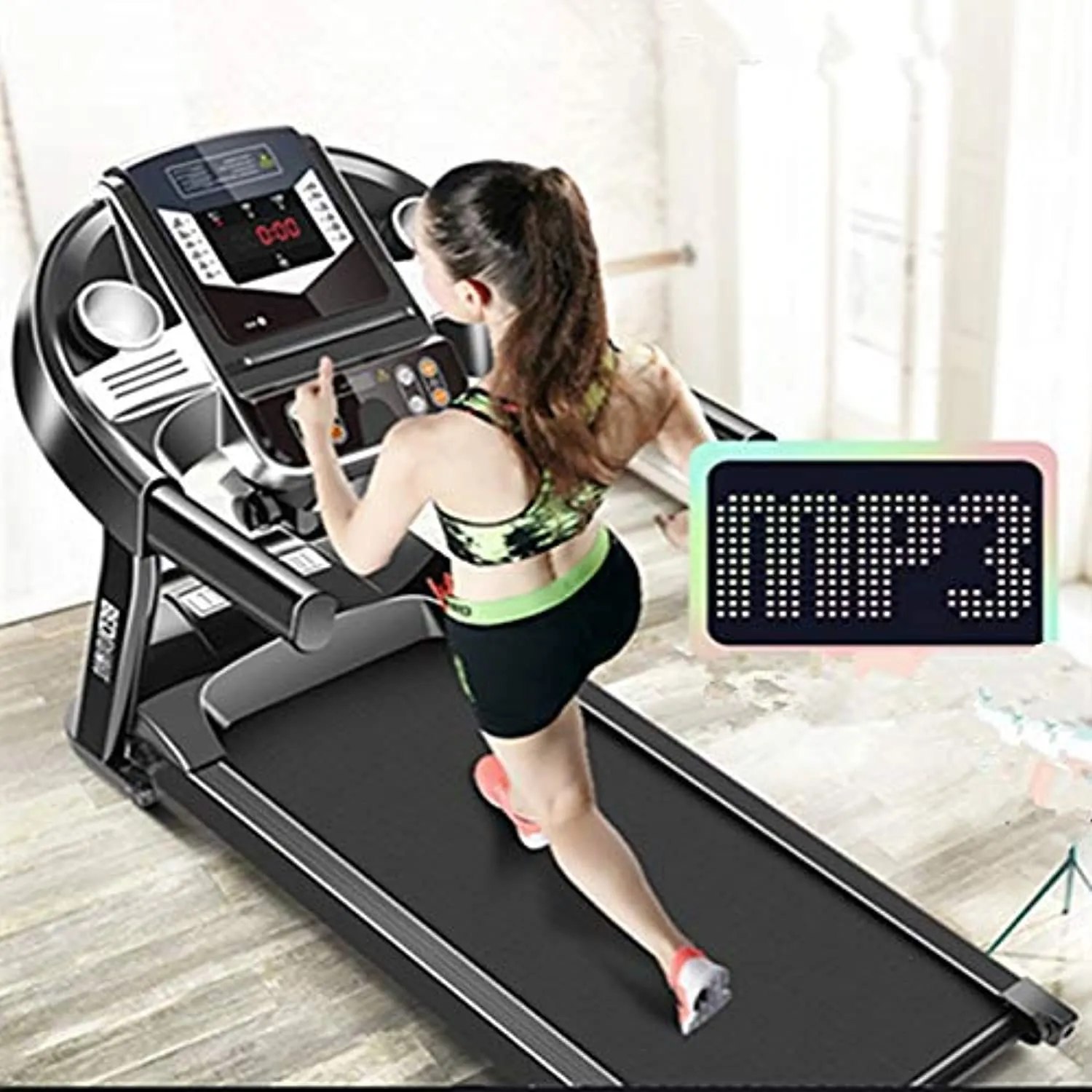 Zzfni Treadmill Household Treadmill, LED Screen Ultra-Quiet Shock Absorption Walking Machine, Indoor Mini Folding Gym Equipment with MP3 Foldable Treadmill