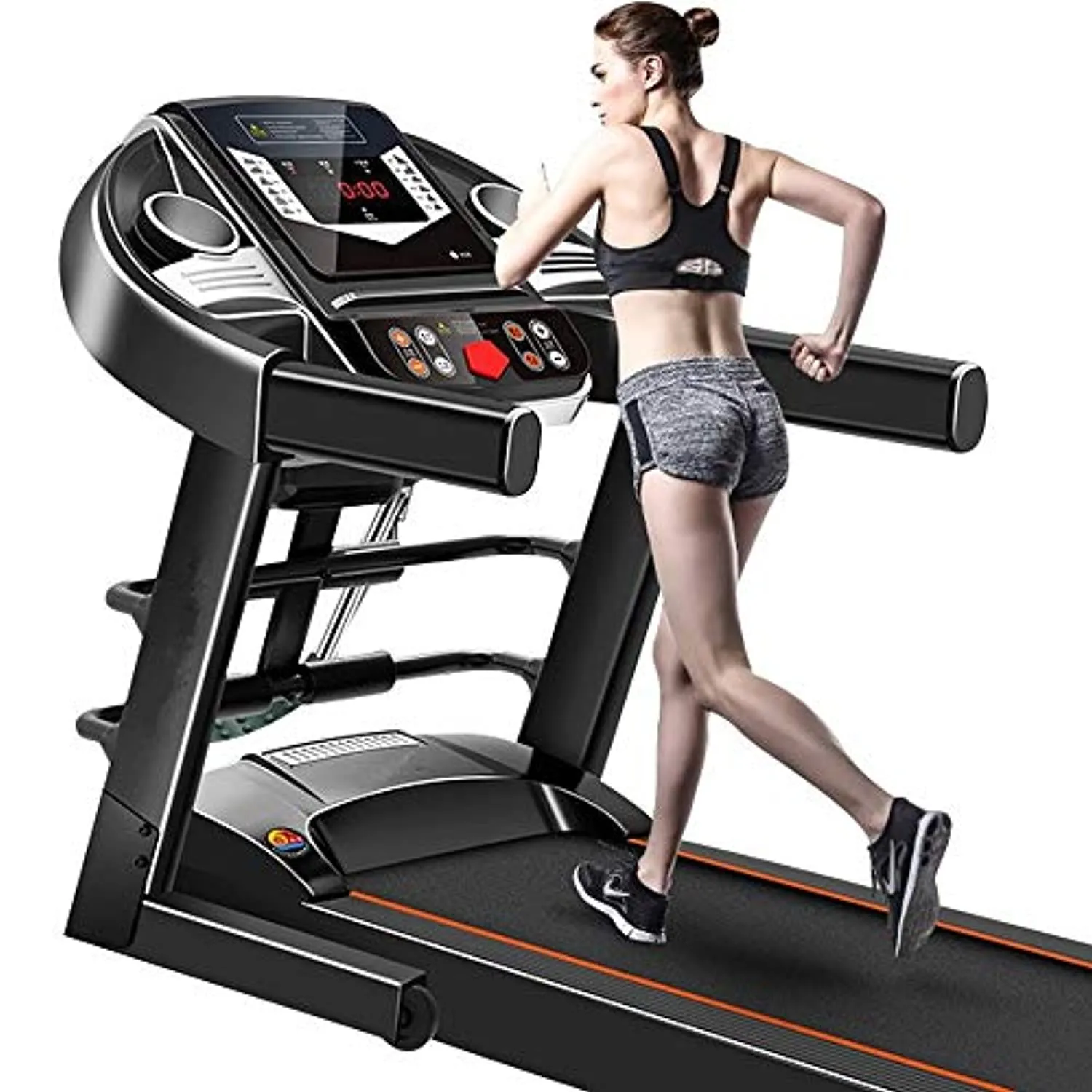 Zzfni Treadmill Household Treadmill, LED Screen Ultra-Quiet Shock Absorption Walking Machine, Indoor Mini Folding Gym Equipment with MP3 Foldable Treadmill